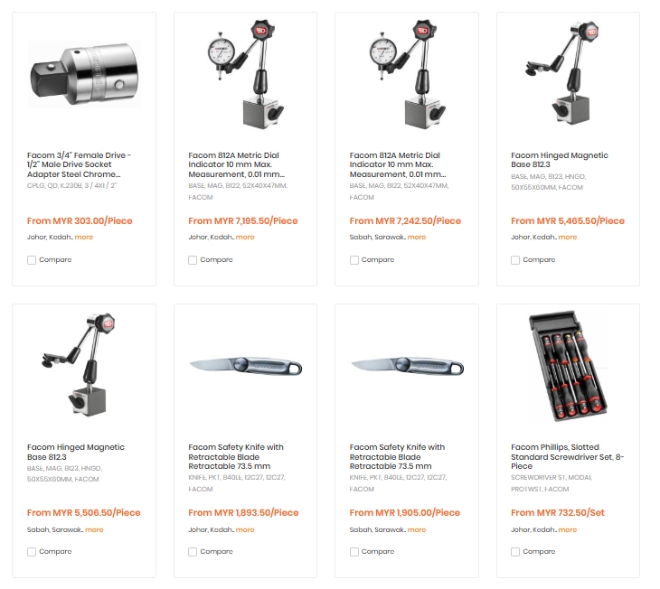 Search results showing competitor listing prices, images, and titles with supplier names hidden