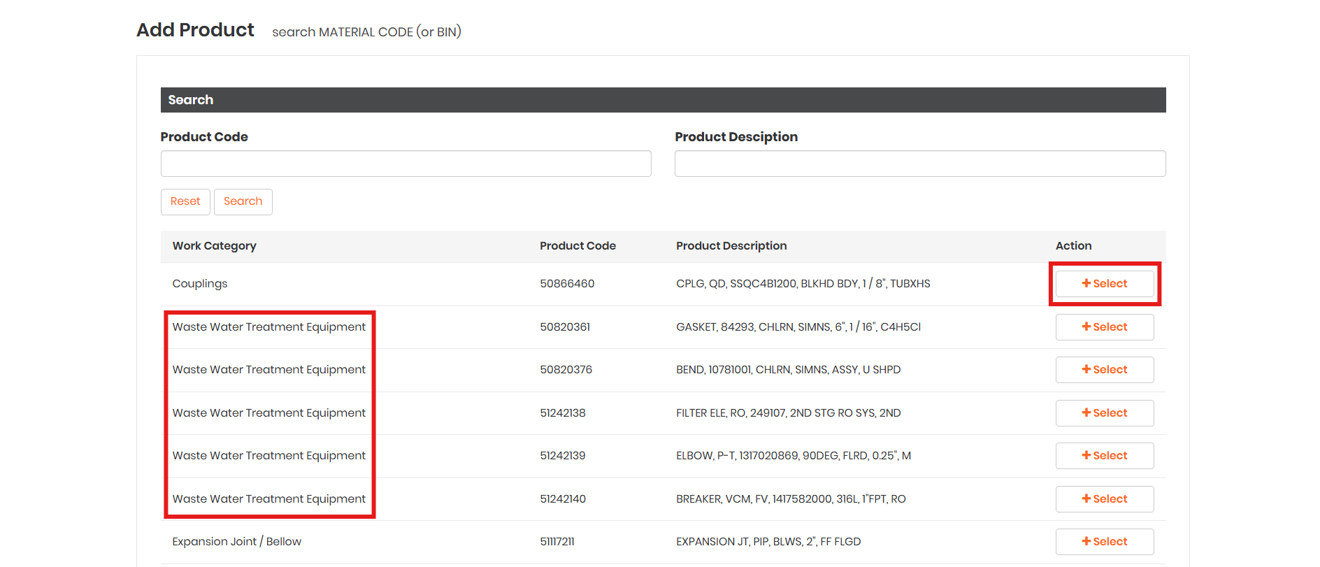Pre-filled product data screen