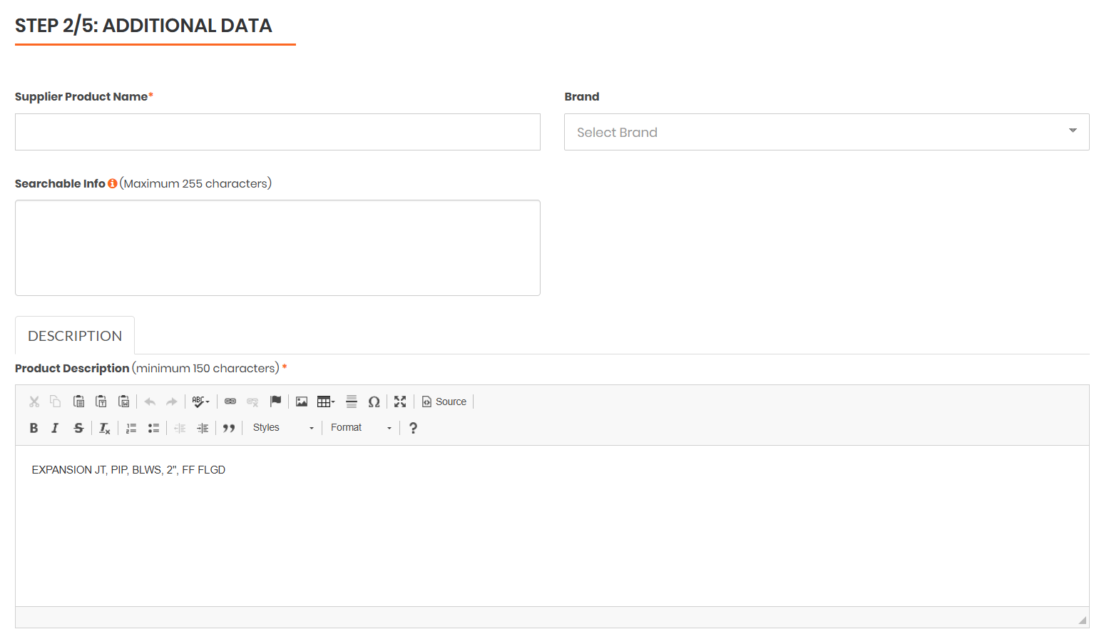 Mandatory fields form